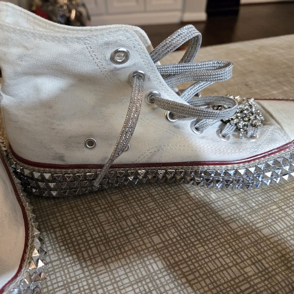 Free People White and Silver Sneakers with Decorative Embellishments - Picture 5 of 9